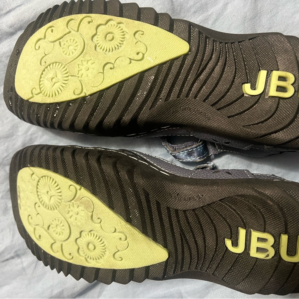 JBU Women's Black and Yellow Slip-On Sandals